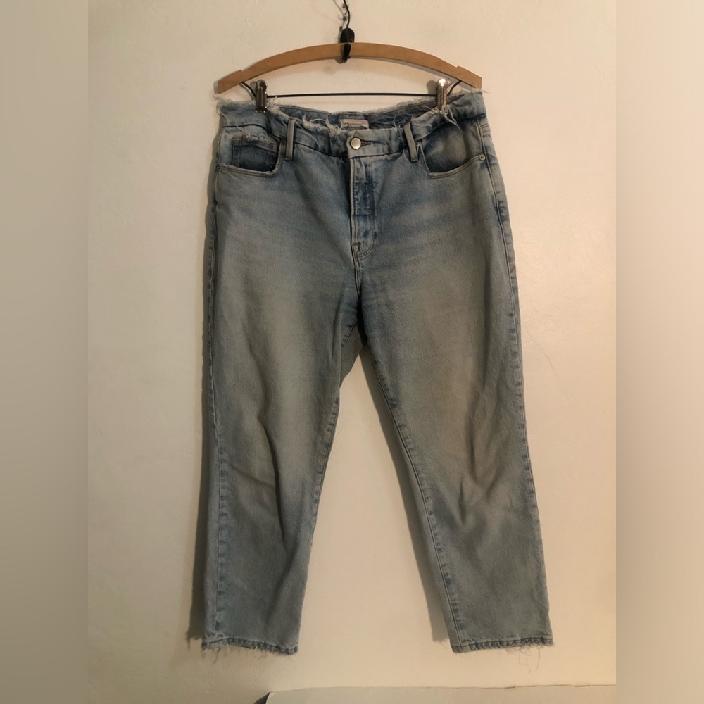 Good American Jeans Womens Size 8/29 Light Wash Distressed